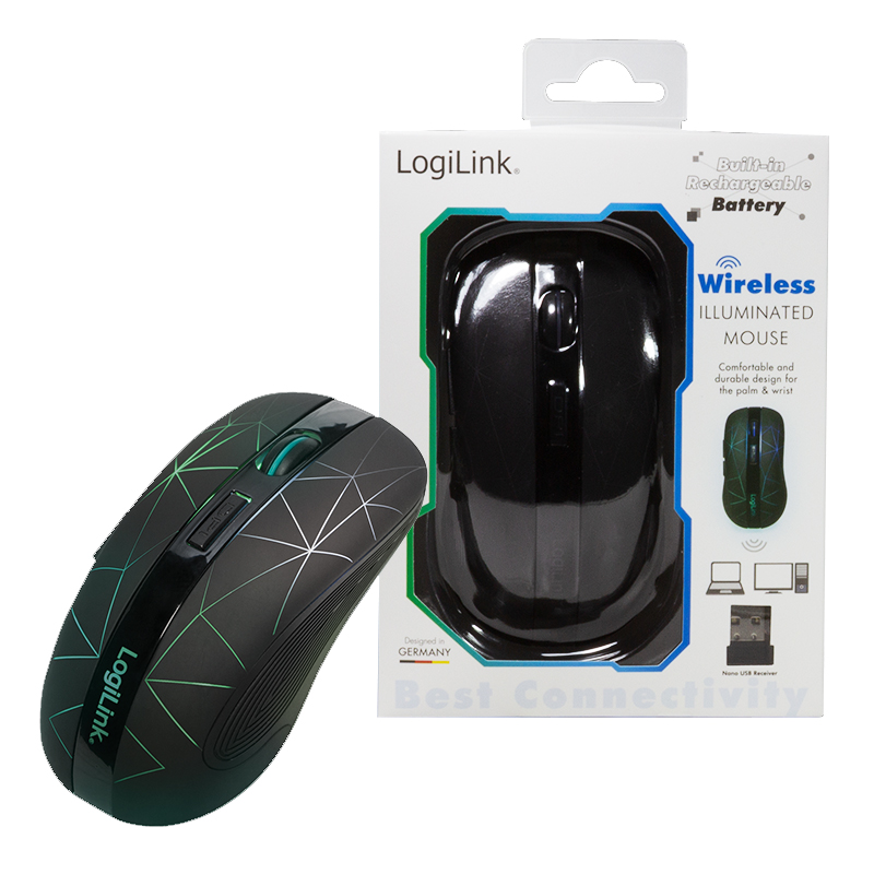 Mouse Ottico Wireless 2.4GHz 1600dpi Retroilluminato LOGILINK - immagine 8