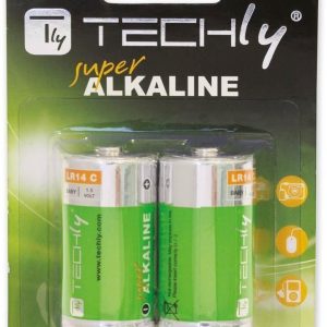 Blister 2 Batterie High Power Mezza Torcia C Alcaline LR14 1,5V TECHLY