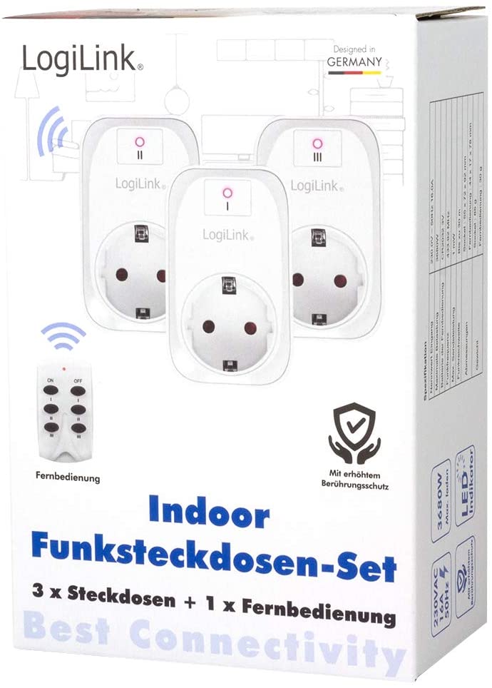 Set di Prese con Telecomando fino a 30m 3 prese CEE 7/3 per Interni LOGILINK - immagine 2