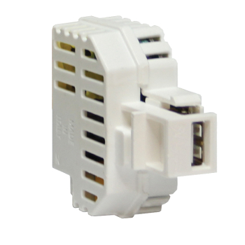 Alimentatore USB 2,1A da incasso con aggancio Keystone bianco FME