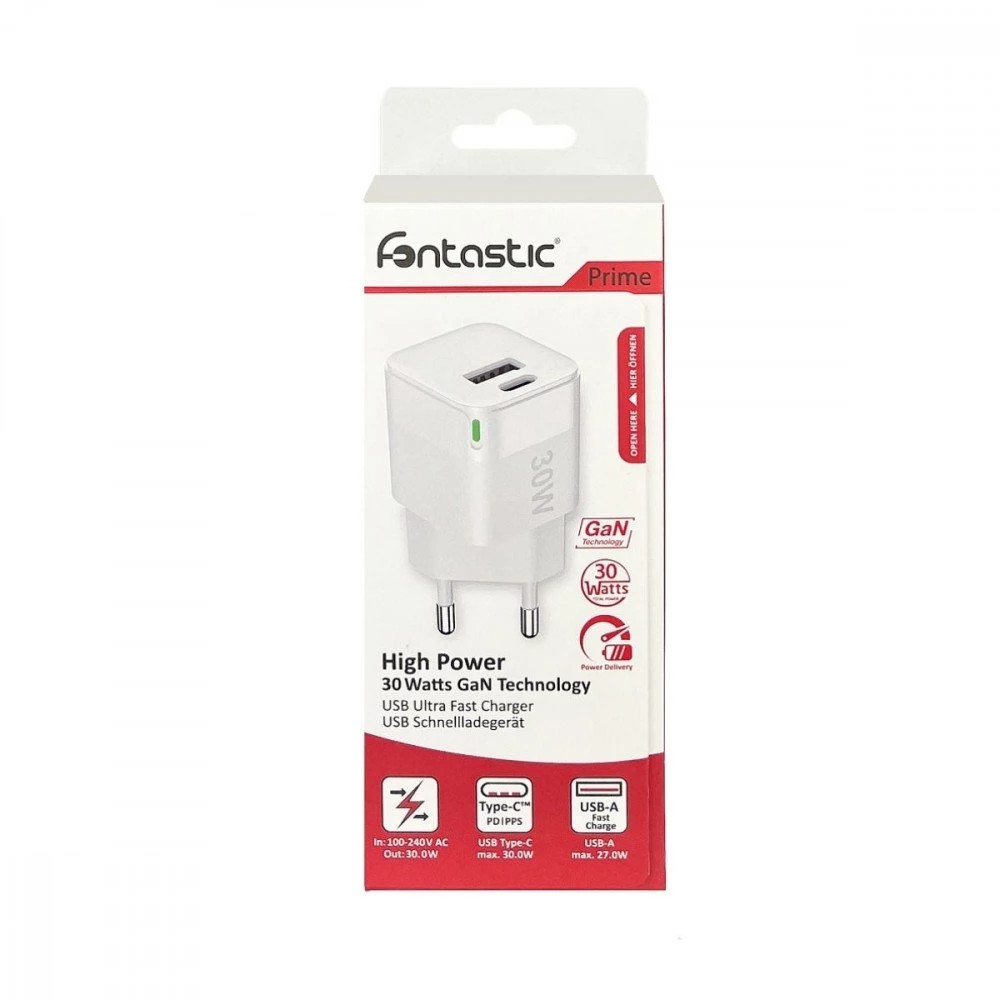 Greencell PowerSource Solo30: Caricabatterie USB-C PD 30W Bianco Per Smartphone E Cuffie