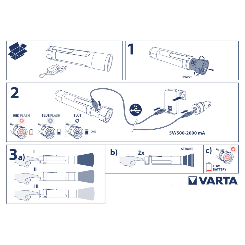 Torcia Ricaricabile NightCutter F20R MicroUSB 4 Modalità Illuminazione VARTA - immagine 8