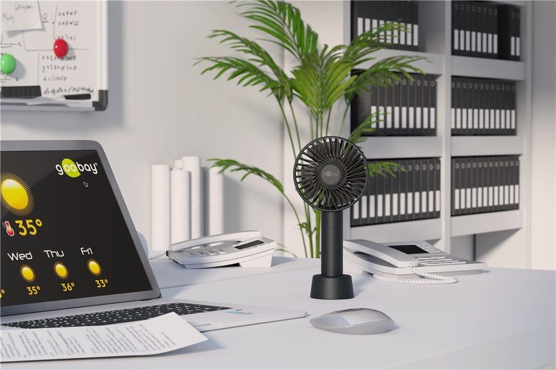 Mini Ventilatore Manuale USB con Funzione di Supporto Nero GOOBAY - immagine 7