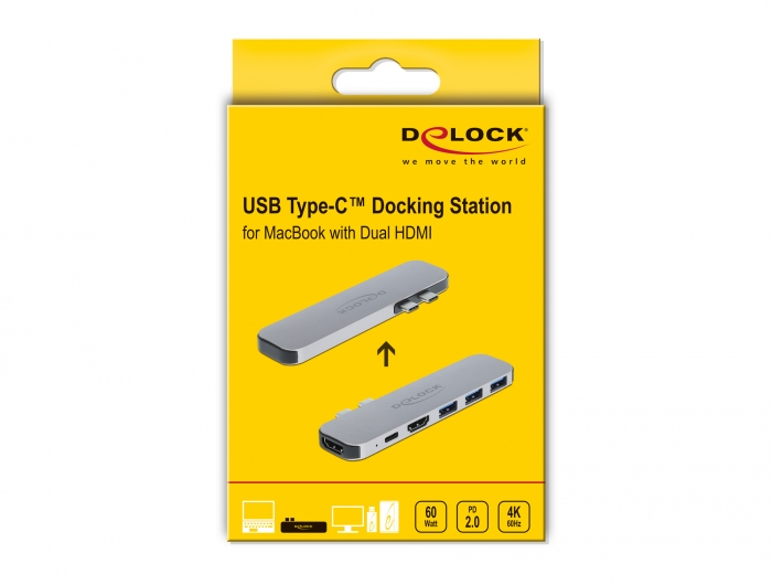 Docking Station per MacBook Dual HDMI 4K PD Hub USB-C™ DELOCK - immagine 2