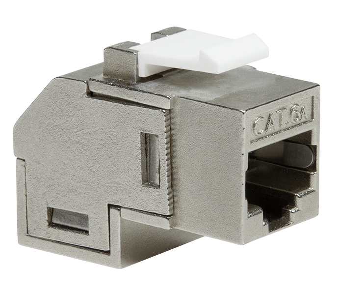 Accoppiatore Keystone Cat.6A 2x RJ45 STP Angolato a 90° LOGILINK