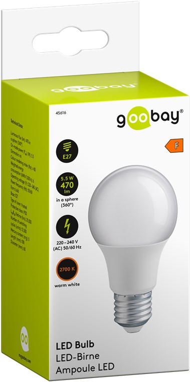 Lampada LED Globo E27 Bianco Caldo 6W, Classe F GOOBAY - immagine 2