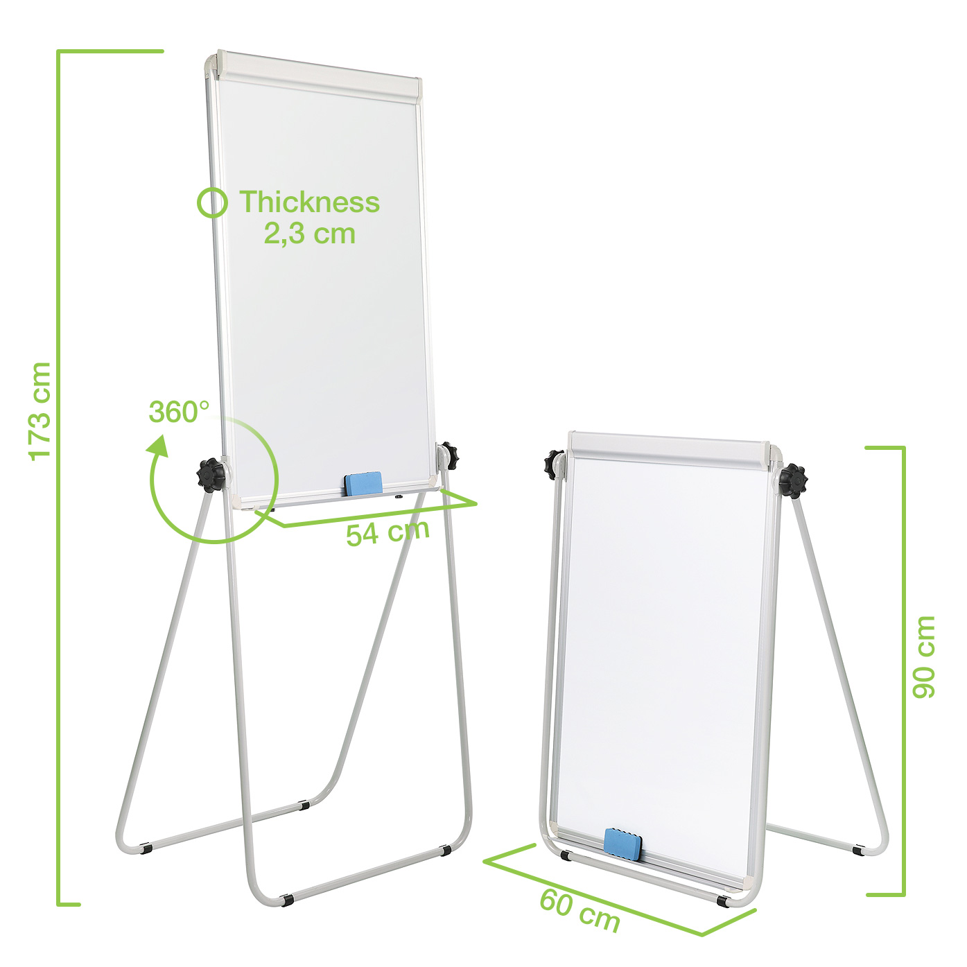 Lavagna Magnetica Bifacciale Flipchart Portatile 60x90 cm con Supporto TECHLY - immagine 4