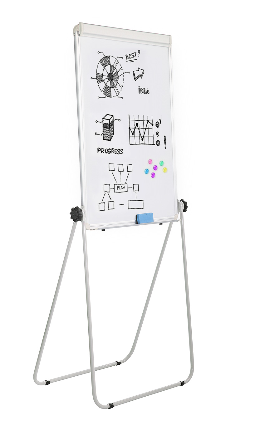 Lavagna Magnetica Bifacciale Flipchart Portatile 60x90 cm con Supporto TECHLY