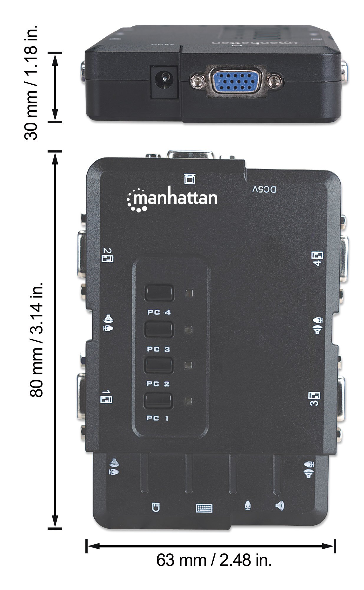 Switch KVM 4 porte con USB e Audio: Nero MANHATTAN - immagine 3