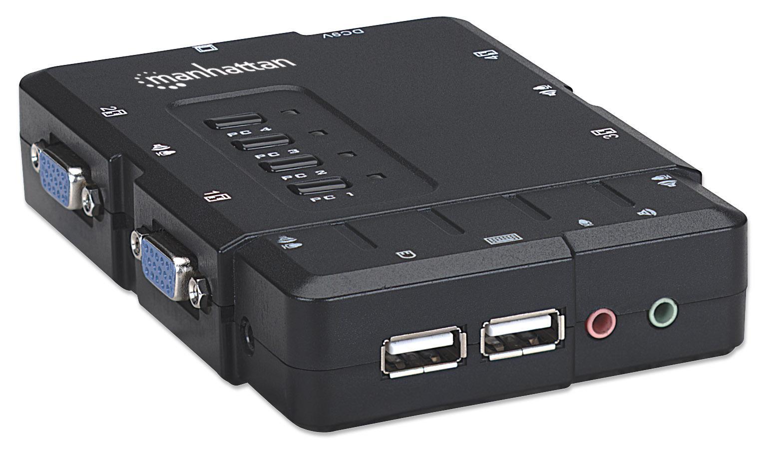 Switch KVM 4 porte con USB e Audio: Nero MANHATTAN - immagine 4