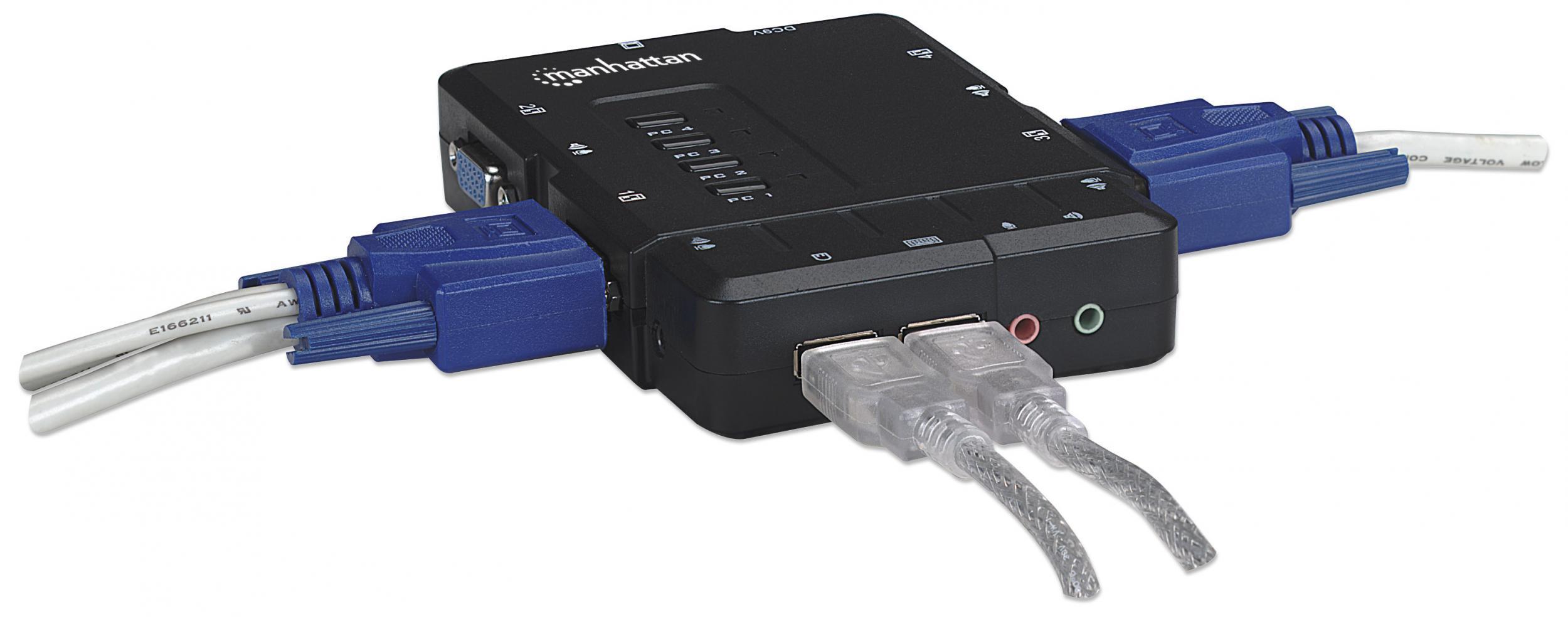 Switch KVM 4 porte con USB e Audio: Nero MANHATTAN - immagine 6