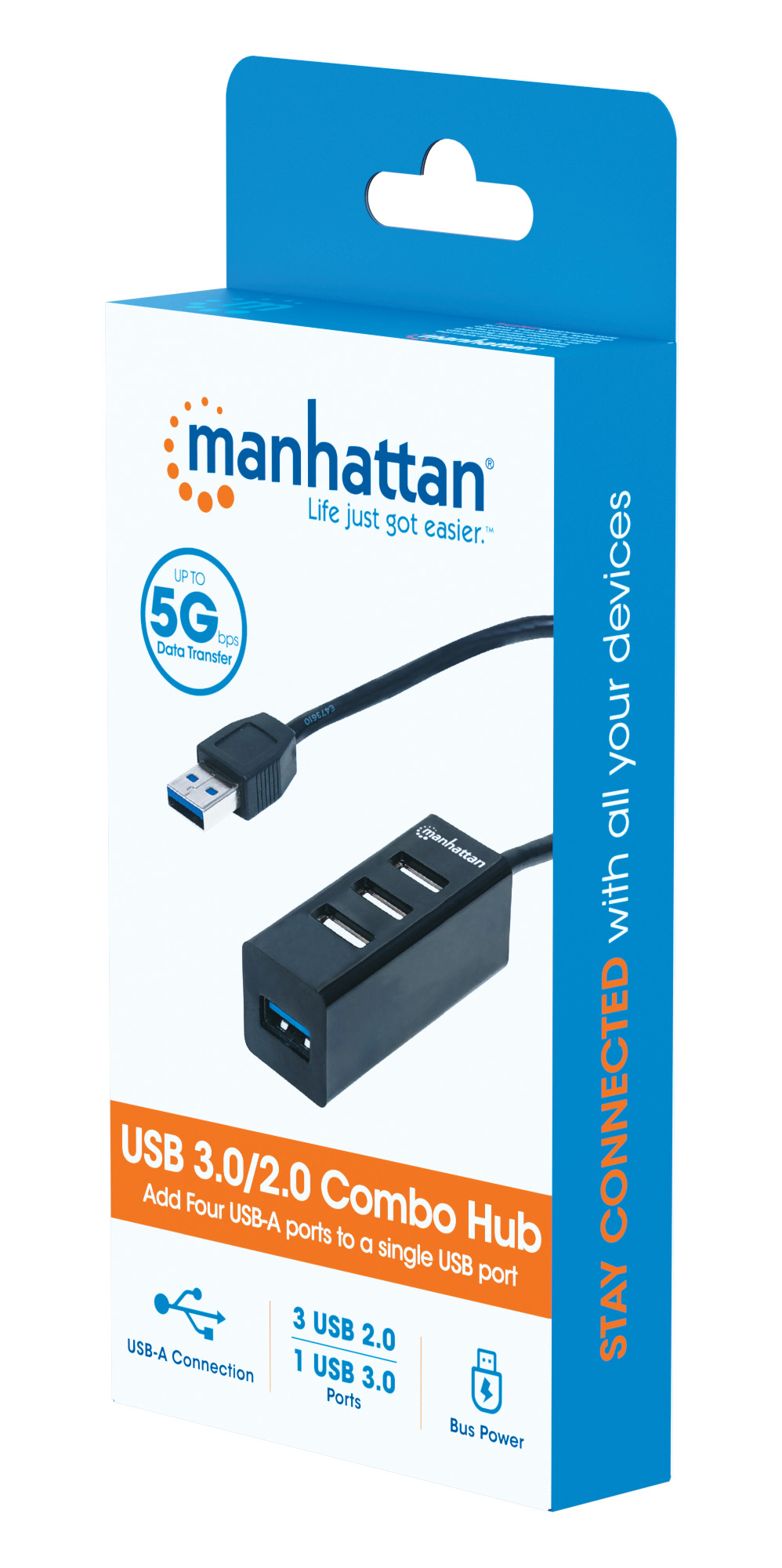 Hub USB 3.0/2.0 Combo 4 porte Nero MANHATTAN - immagine 2