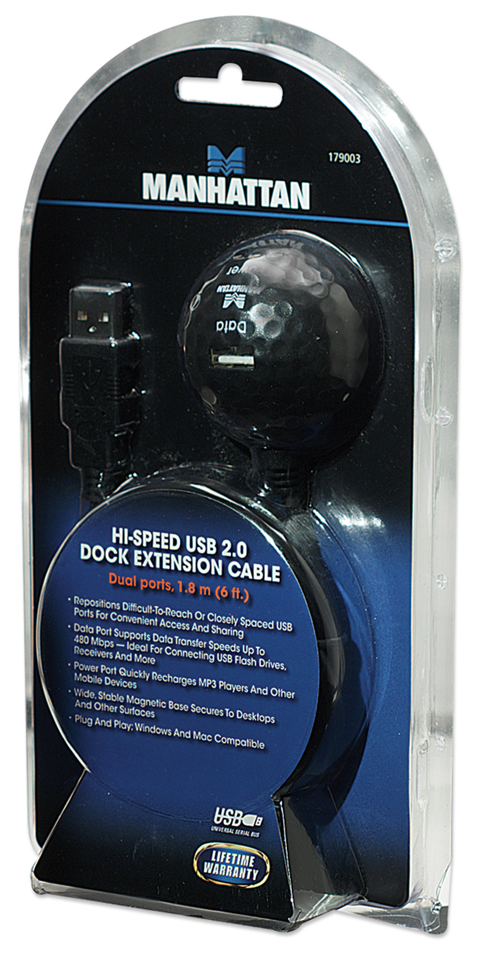 Cavo prolunga USB 2.0 Hi-Speed da tavolo 2 porte (dati e alimentazione) - immagine 2