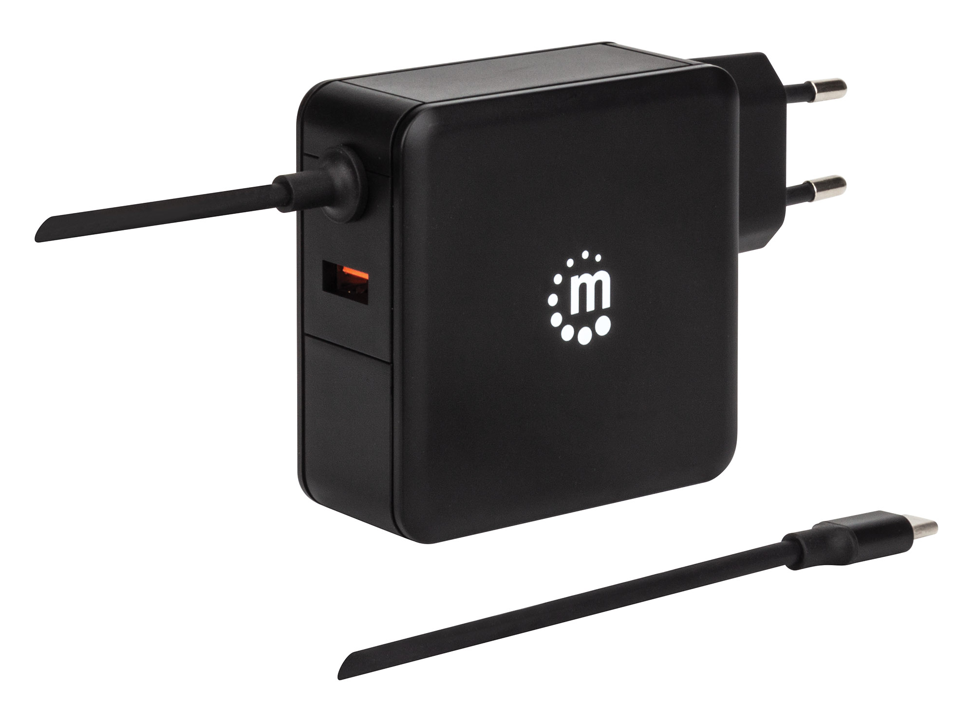 Alimentatore 60W USB con Cavo USB-C Nero MANHATTAN