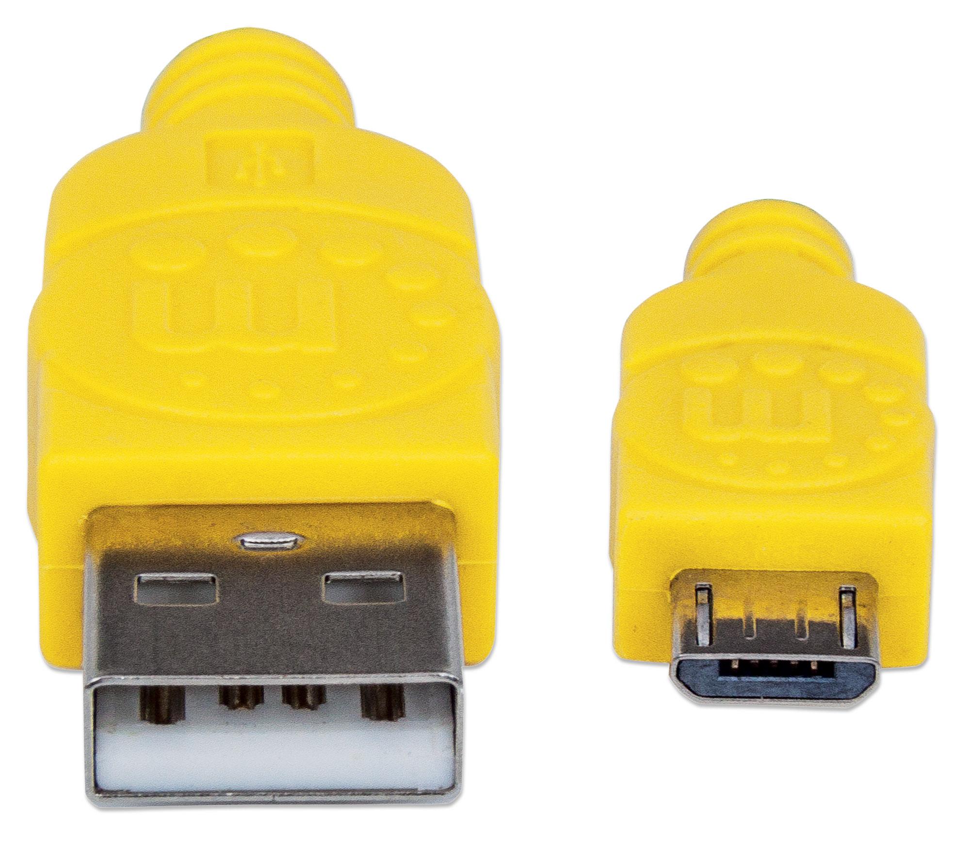 Cavo Micro USB Guaina Intrecciata USB/MicroUsb 1.8m Azzurro/Giallo MANHATTAN - immagine 6