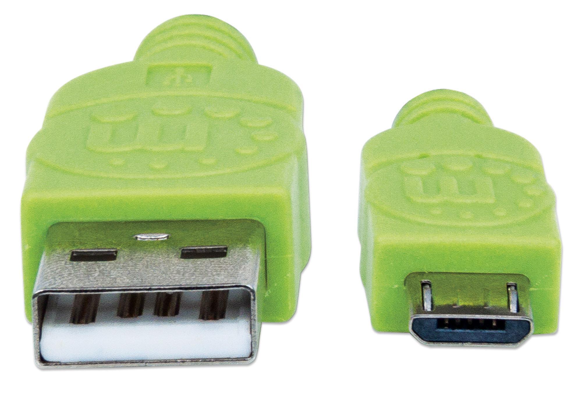 Cavo Micro USB Guaina Intrecciata USB/MicroUsb 1.8m Nero/Verde MANHATTAN - immagine 6
