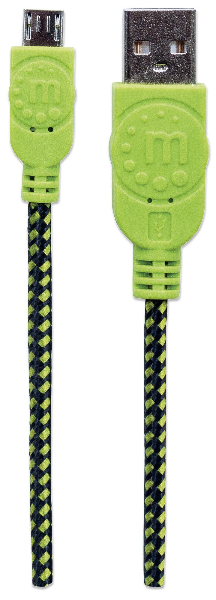 Cavo Micro USB Guaina Intrecciata USB/MicroUsb 1.8m Nero/Verde MANHATTAN - immagine 5