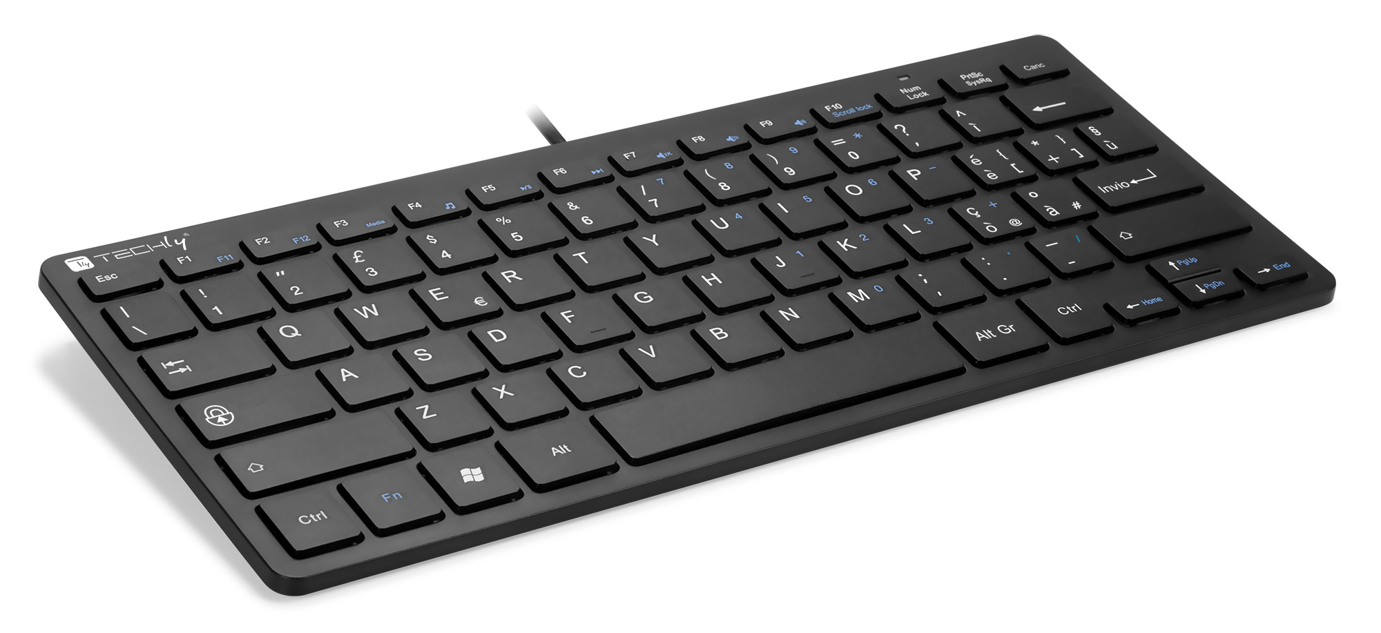 Mini Tastiera USB Universale Silenziosa Ultra Sottile 78 Tasti Nero TECHLY - immagine 6