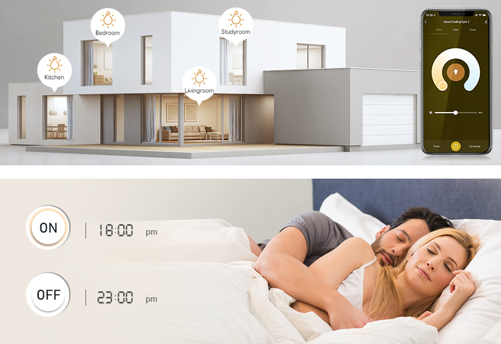 Plafoniera LED Intelligente WiFi Dimmerabile Soffitto Alexa, R5111 WOOX - immagine 5
