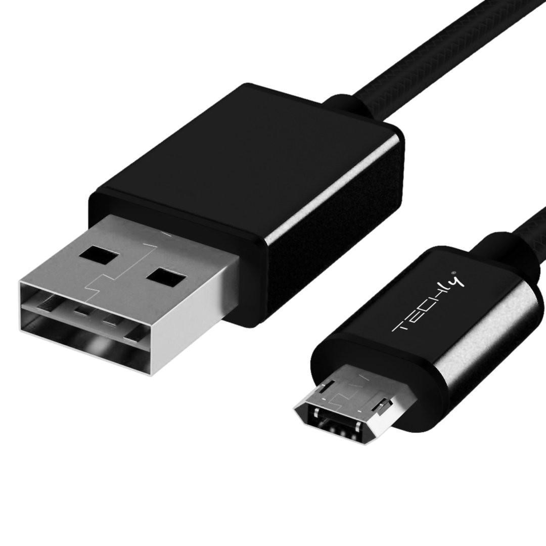 Cavo High Speed USB a MicroUSB Reversibile 1m Nero TECHLY - immagine 2