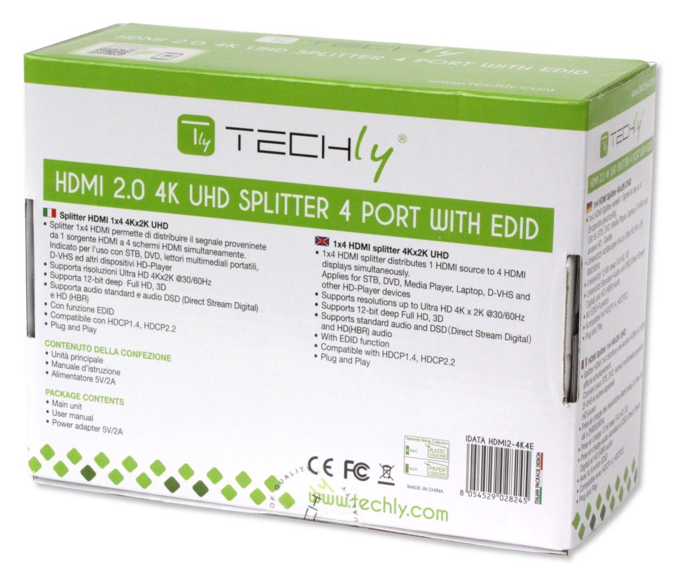 Splitter HDMI2.0 4K UHD 3D 4vie con EDID TECHLY - immagine 9