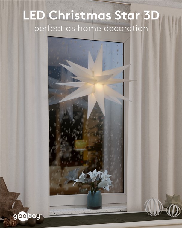 Stella di Natale LED 3D ø 56 cm Trasformatore Esterno 4,5V - immagine 4