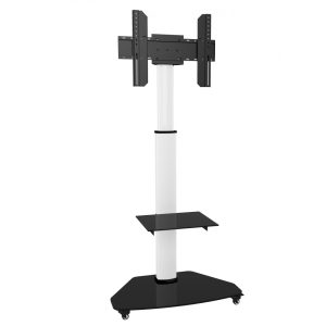 Supporto a Pavimento con Mensola Trolley TV LCD/LED/Plasma 37-70'' Bianco TECHLY