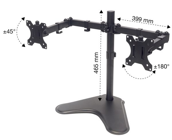 KIMEX 015-1256 Supporto Da Scrivania Per 4 Monitor PC: Da 13 A 24 Pollici, VESA, Regolabile, Con Gestione Cavi - 3