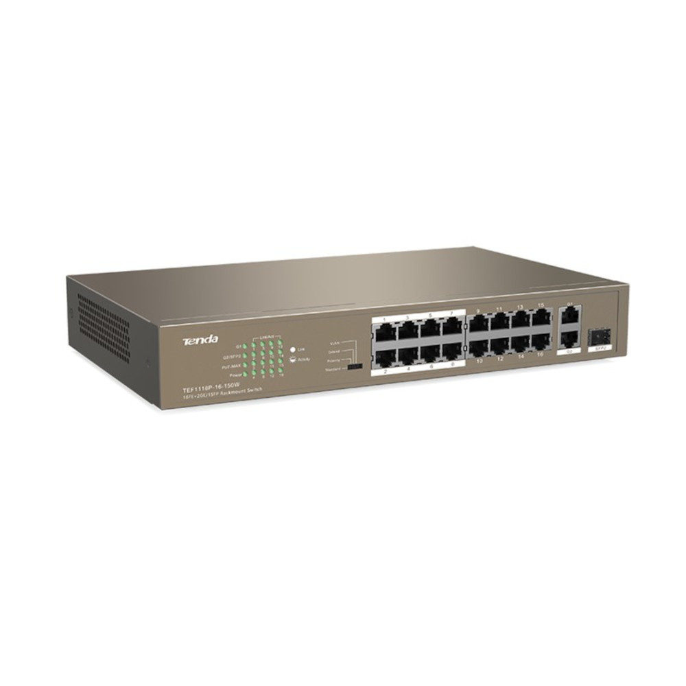 Switch con 16 porte PoE 10/100Mbps + 2 Gigabit/SFP Slot TENDA - immagine 2