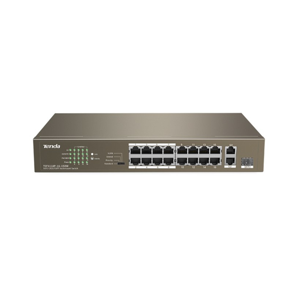 Switch con 16 porte PoE 10/100Mbps + 2 Gigabit/SFP Slot TENDA - immagine 5