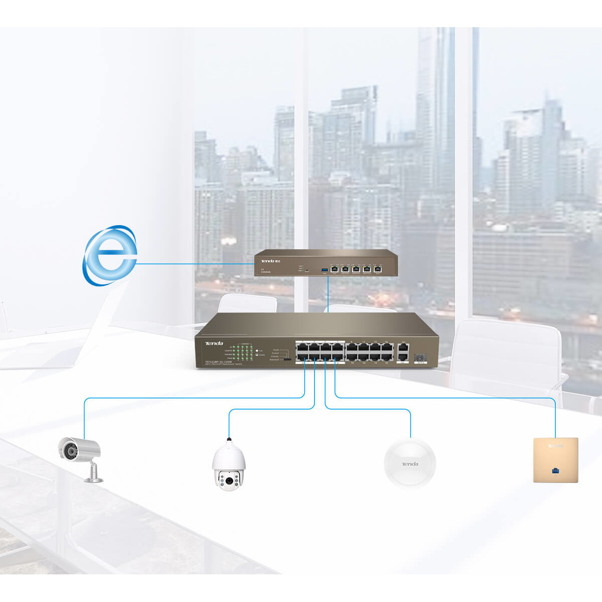 Switch con 16 porte PoE 10/100Mbps + 2 Gigabit/SFP Slot TENDA - immagine 9