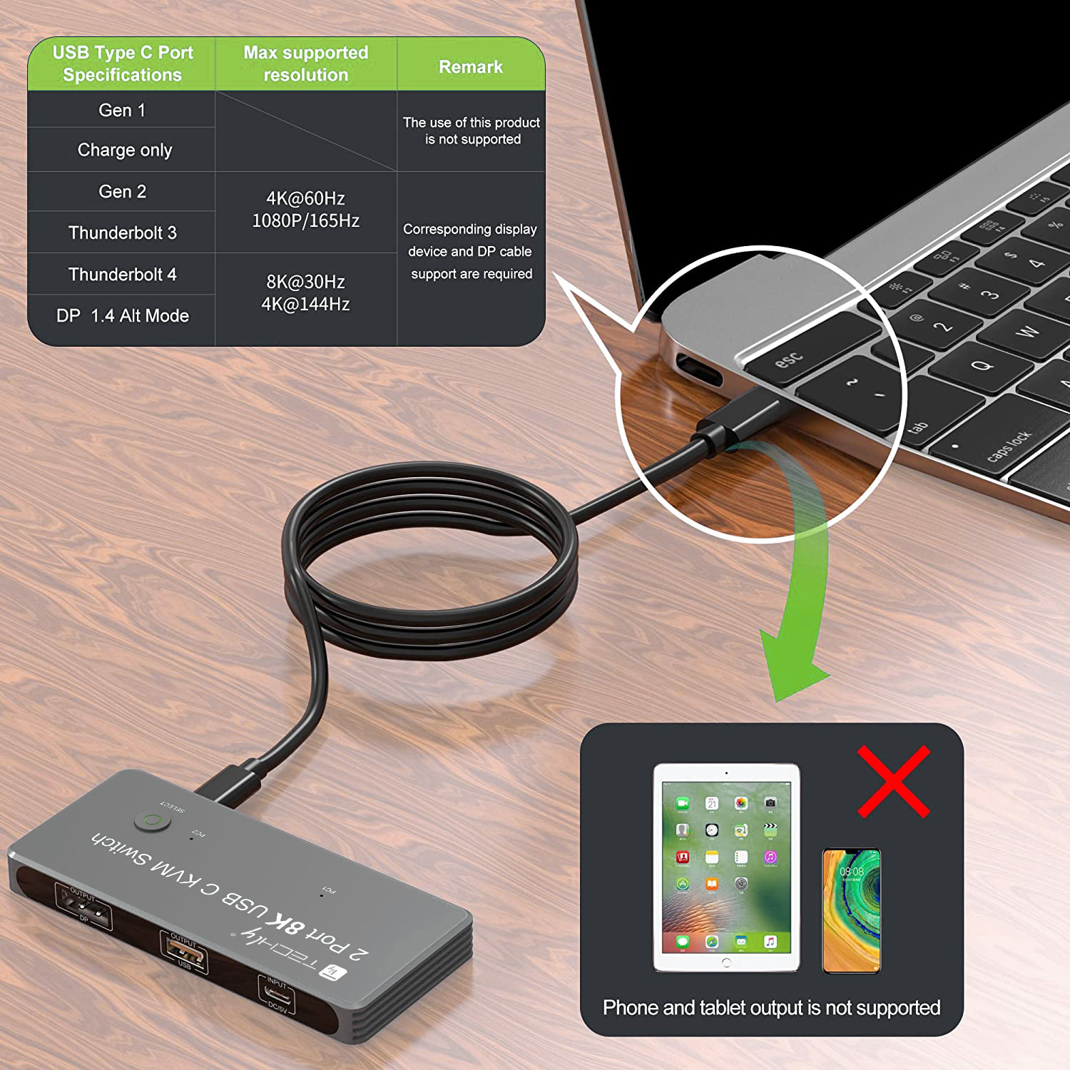 Switch KVM USB-C™ 8K DisplayPort 1.4 2xUSB-C™ 3xUSB 2.0 TECHLY - immagine 5