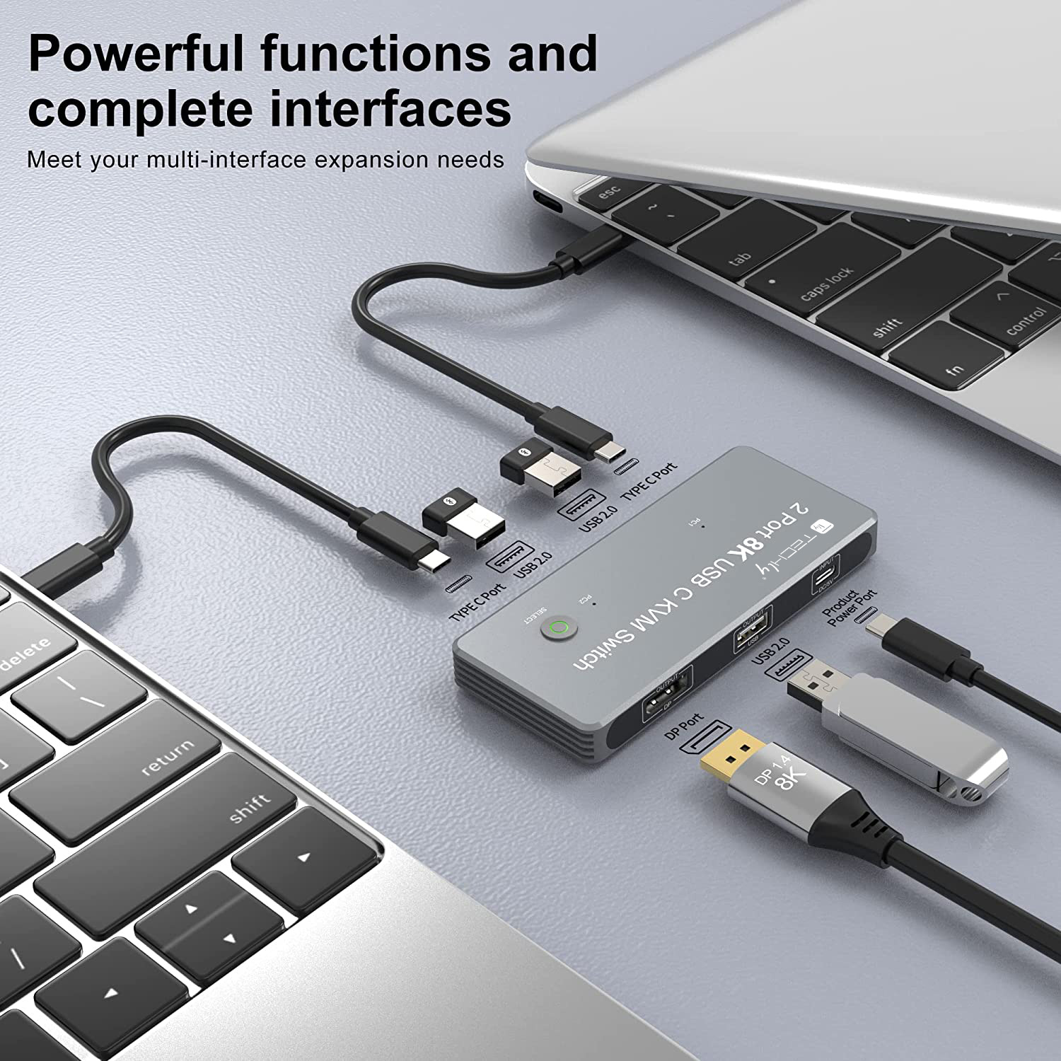 Switch KVM USB-C™ 8K DisplayPort 1.4 2xUSB-C™ 3xUSB 2.0 TECHLY - immagine 3