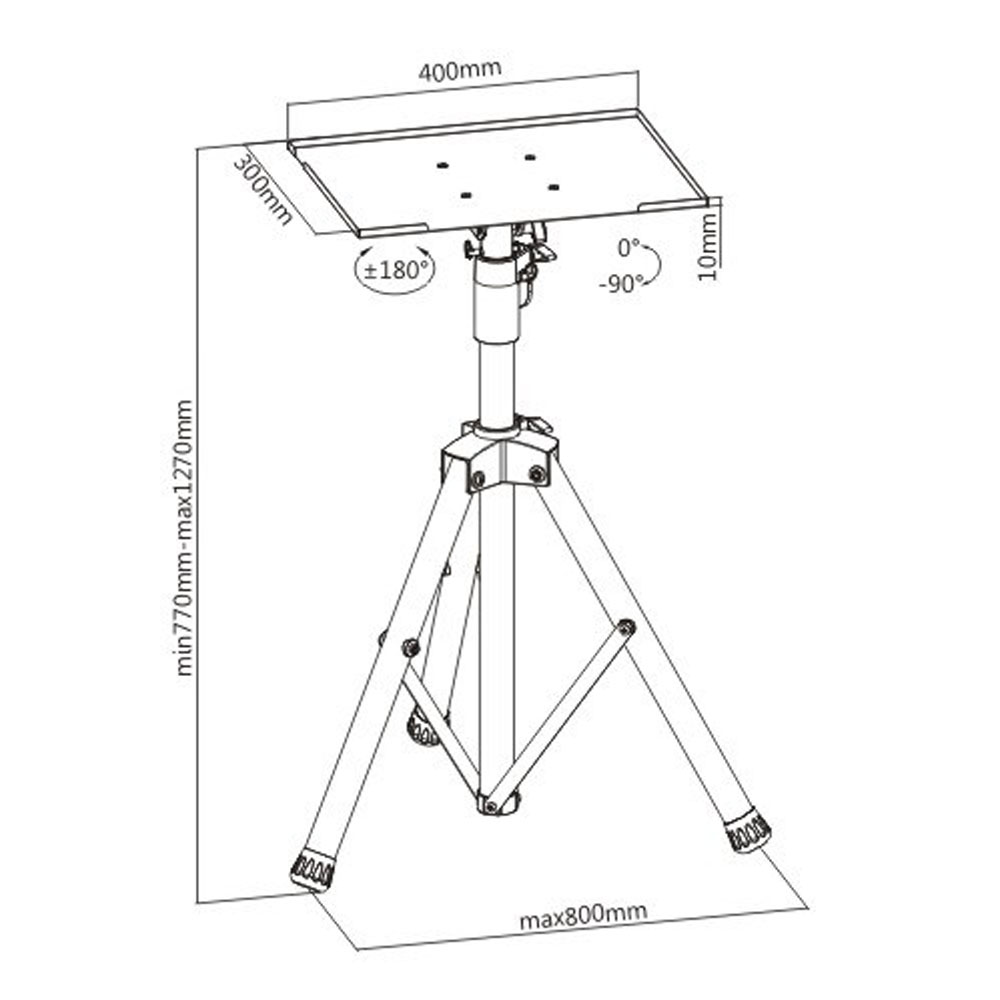 Treppiede Altezza Regolabile per Proiettore Laptop Notebook TV TECHLY - immagine 3