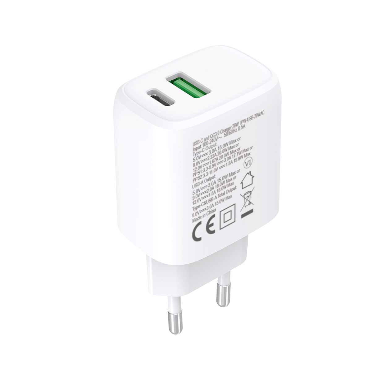 Caricatore Alimentatore USB-C™ 20W e USB-A 18W da Muro TECHLY - immagine 8