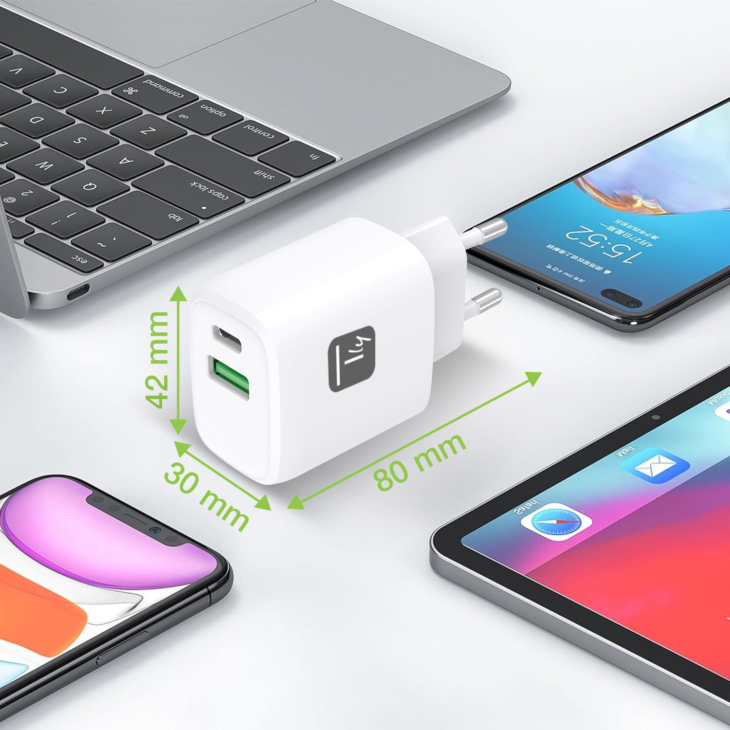 Caricatore Alimentatore USB-C™ 20W e USB-A 18W da Muro TECHLY - immagine 2