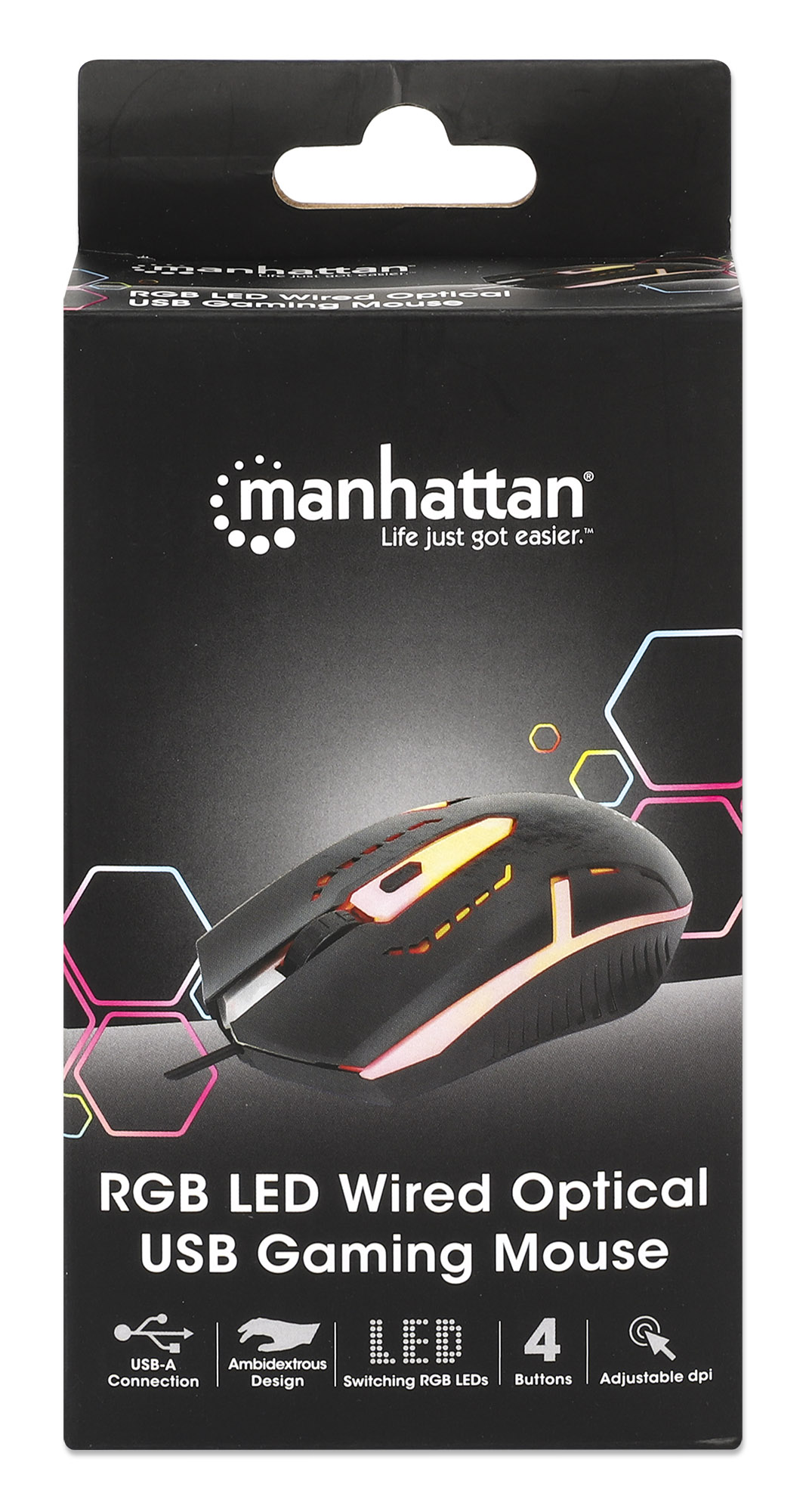 Mouse Ottico Gaming USB 1500dpi Retroilluminazione LED RGB MANHATTAN - immagine 10