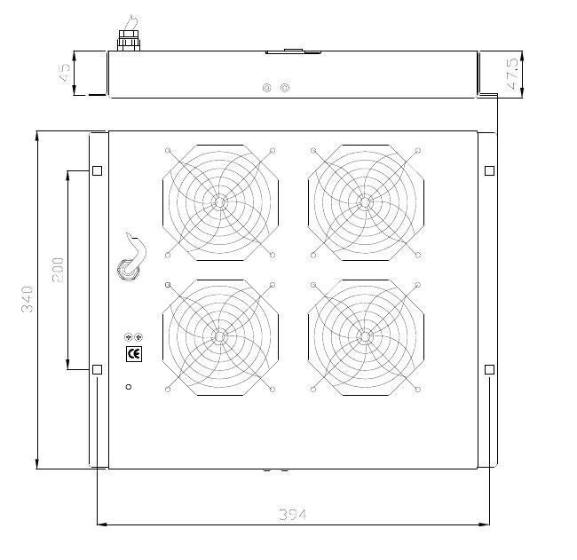 Gruppo di 4 Ventole a Soffitto Senza Termostato per Rack 19'' Nero INTELLINET - immagine 2