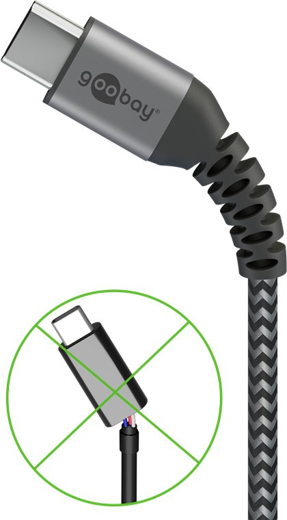 Cavo Tessile USB-C™ Maschio/USB-C™ Maschio 2 m Grigio GOOBAY - immagine 2