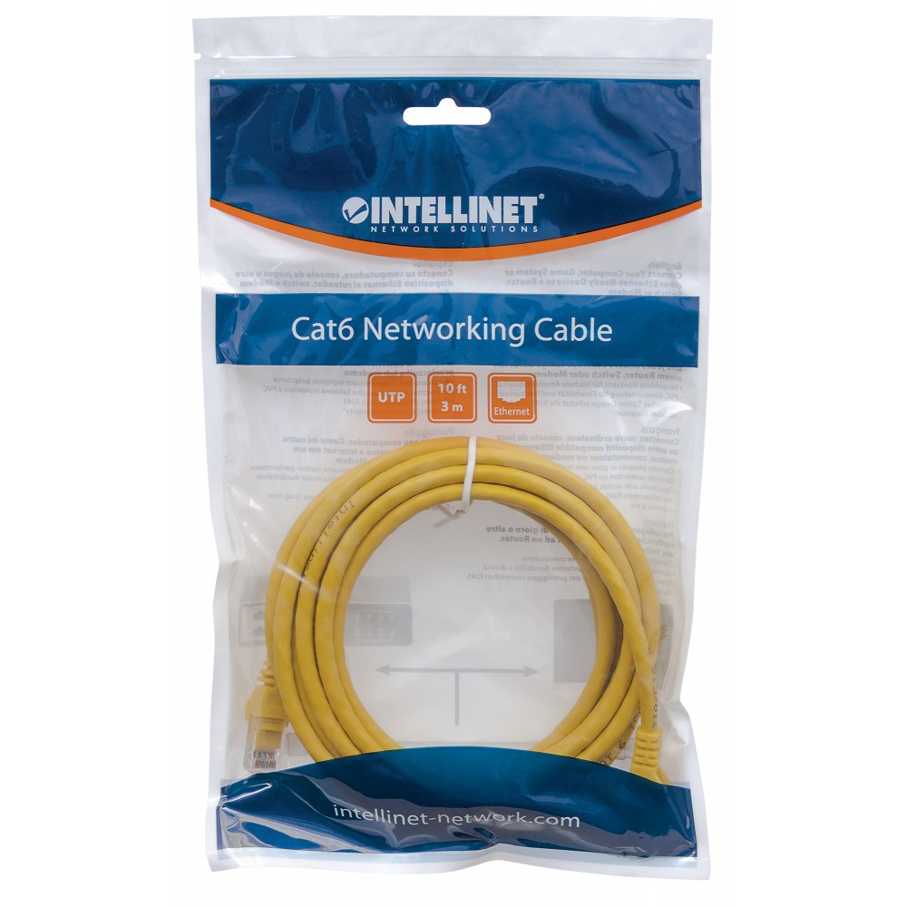 Cavo di Rete Patch Giallo 1m Cat. 5e in Rame UTP INTELLINET - immagine 2