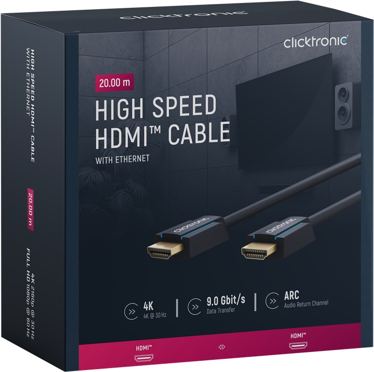 Cavo HDMI 20m Alta Velocità con Ethernet - Qualità Premium CLICKTRONIC - immagine 2