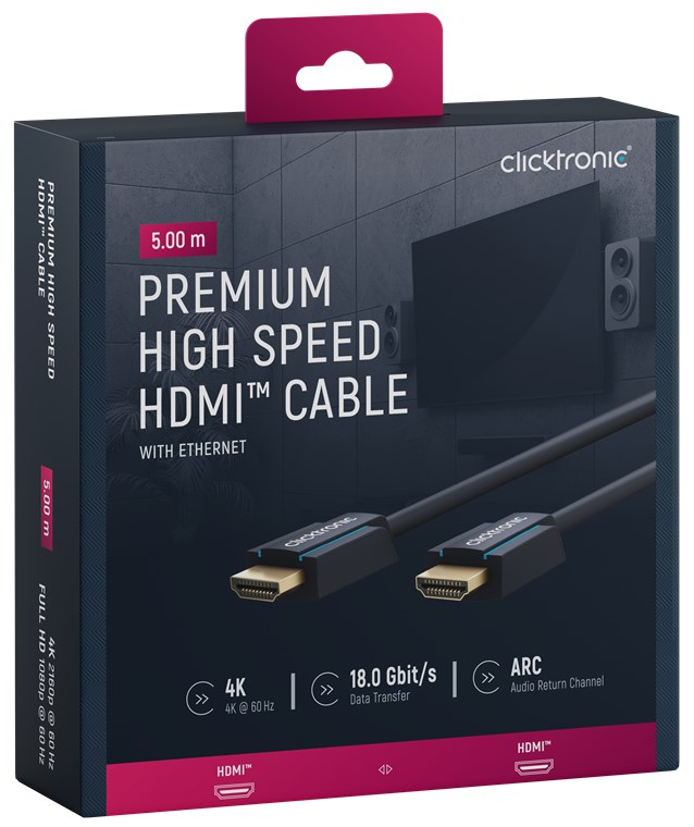 Cavo HDMI High Speed Ethernet 5m - Alta Qualità CLICKTRONIC - immagine 2