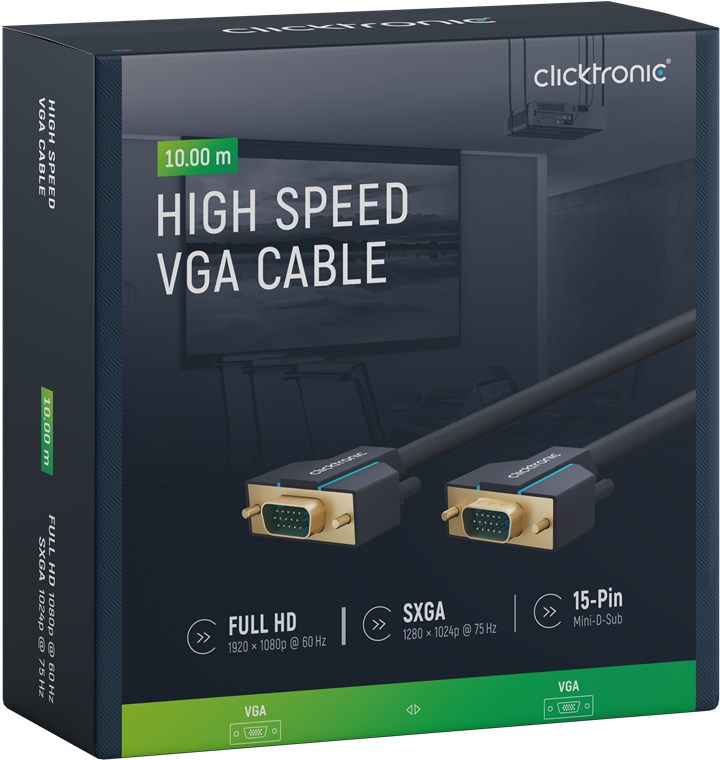 Cavo VGA 10m: Alta Risoluzione e Connettori Dorati CLICKTRONIC - immagine 2