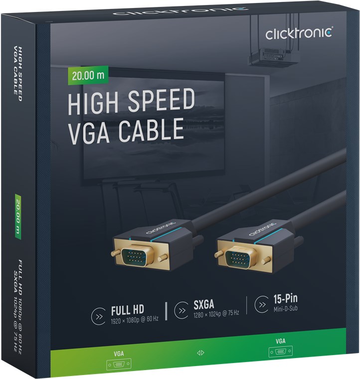 Cavo VGA 20m Alta Risoluzione: Connettori Dorati CLICKTRONIC - immagine 2