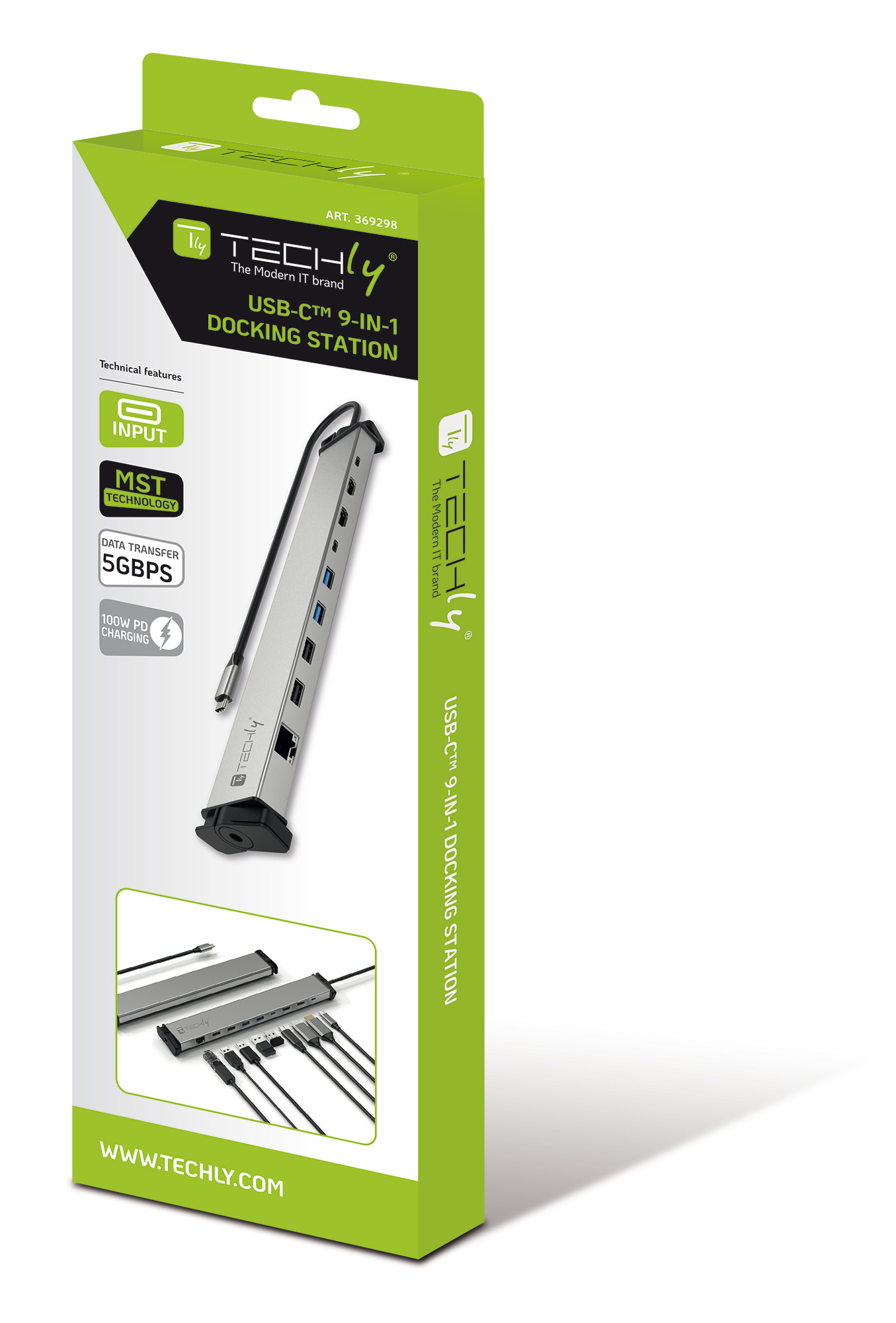 Docking Station 9 in 1 USB-C™ Hub USB HDMI RJ45 TECHLY - immagine 2