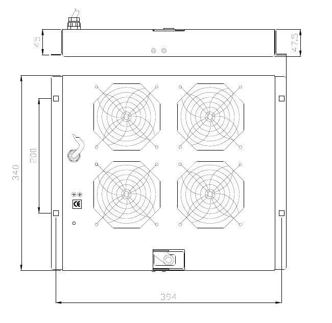 Gruppo di ventilazione a soffitto per Rack 19'' 4 Ventole Nero INTELLINET - immagine 2