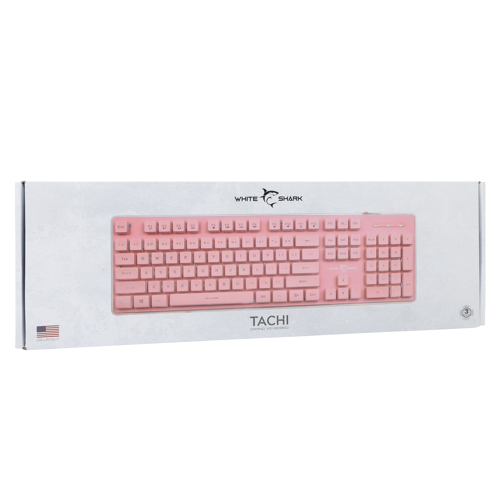 Tastiera Gaming USB 104 Tasti con Retroilluminazione LED Rosa WHITE SHARK - immagine 2