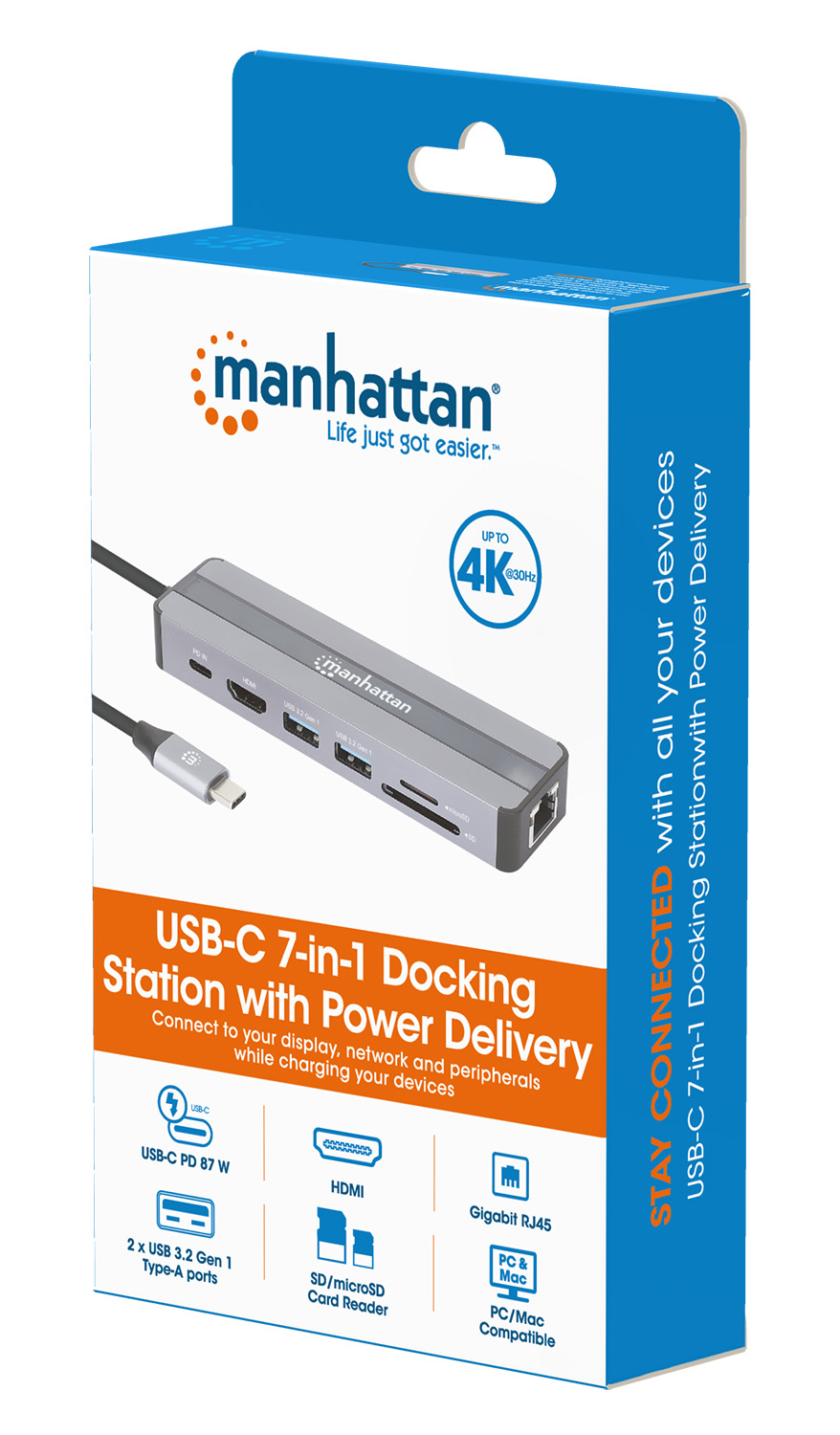 Docking Station USB-C™ 7-in-1 con Power Delivery 4K MANHATTAN - immagine 2