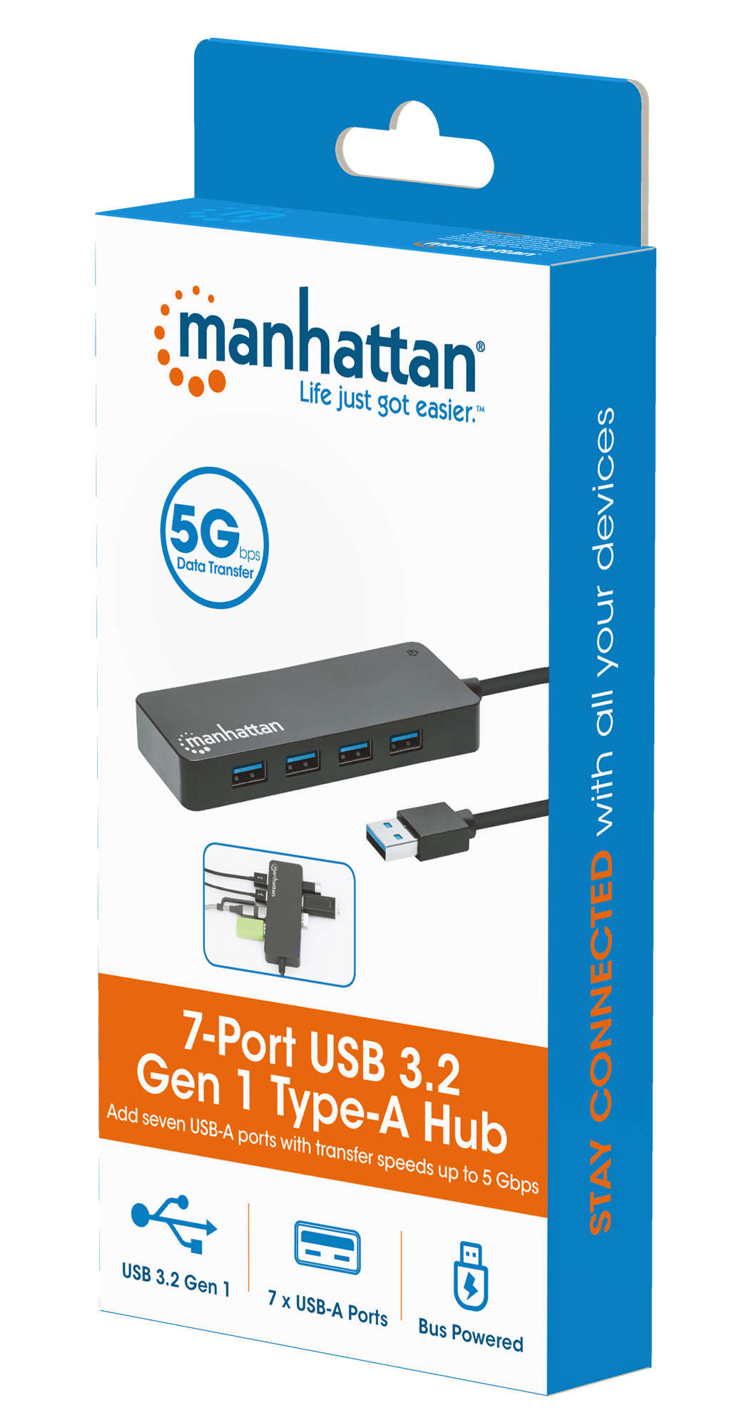 Hub USB-A 3.2 Gen1 7 Porte USB-A MANHATTAN - immagine 2
