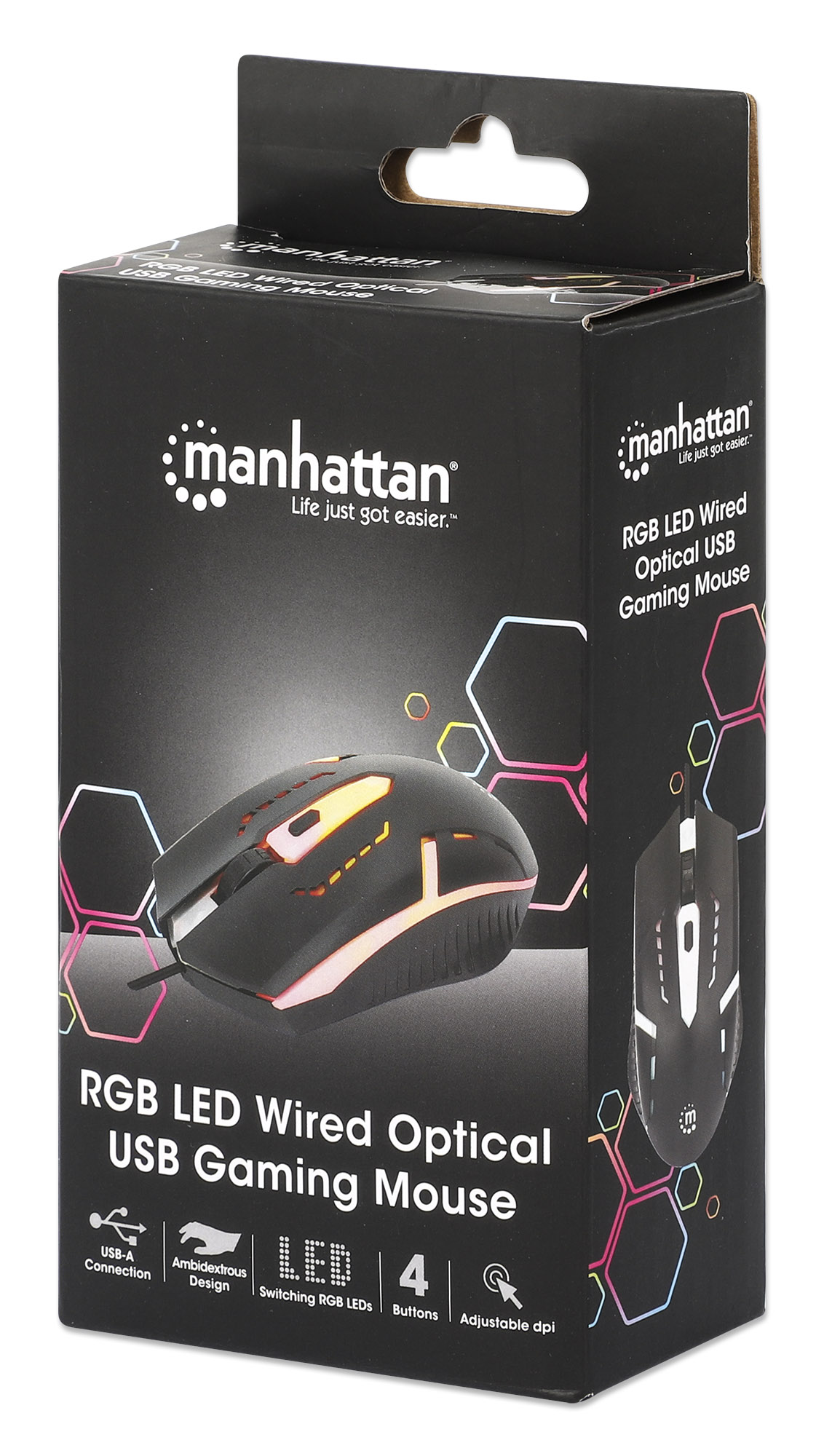 Mouse Ottico Gaming USB 1500dpi Retroilluminazione LED RGB MANHATTAN - immagine 2